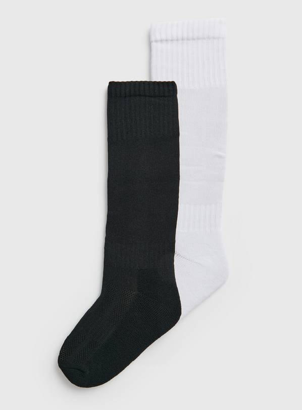 Black & White Football Socks 2 Pack 6-8.5